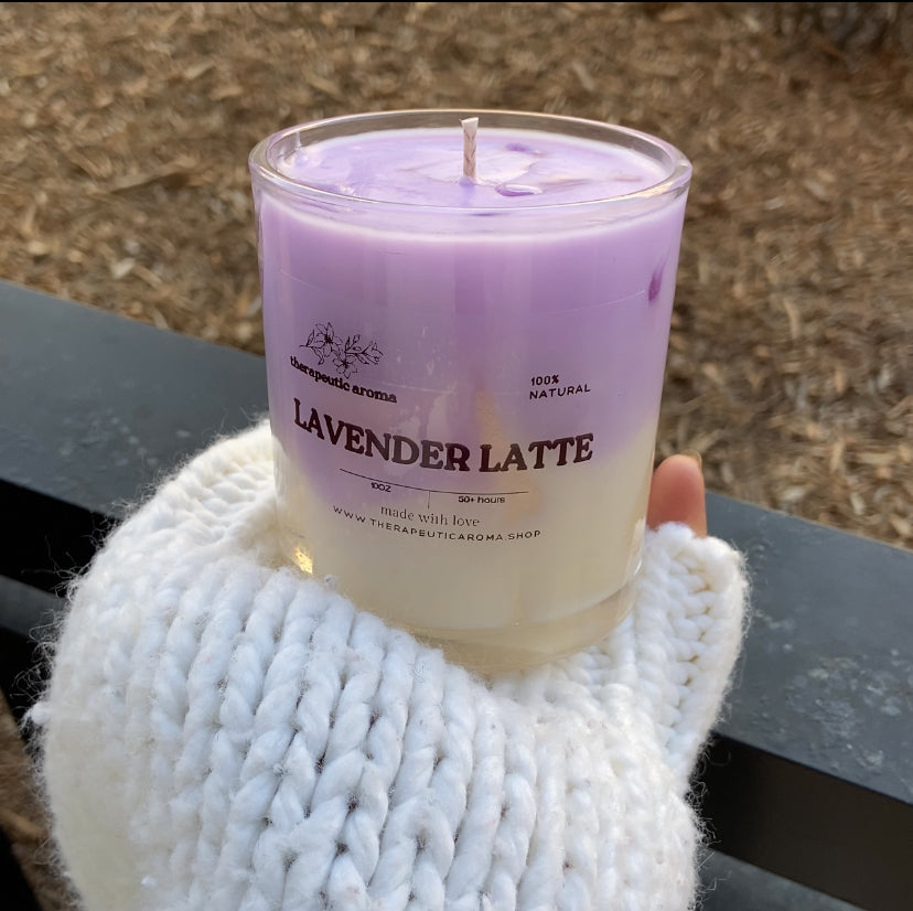 Lavender Latte Coffee-Scented Candle | Relaxing Lavender & Energizing Espresso Blend | 100% Natural & Hand-Poured