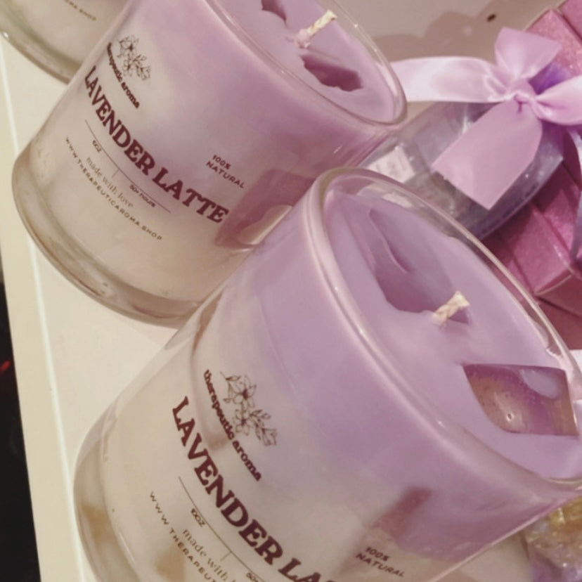 Lavender Latte Coffee-Scented Candle | Relaxing Lavender & Energizing Espresso Blend | 100% Natural & Hand-Poured