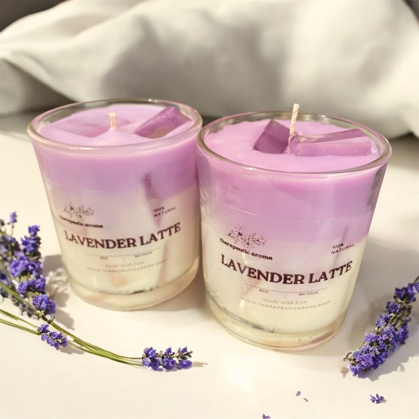 Lavender Latte Coffee-Scented Candle | Relaxing Lavender & Energizing Espresso Blend | 100% Natural & Hand-Poured