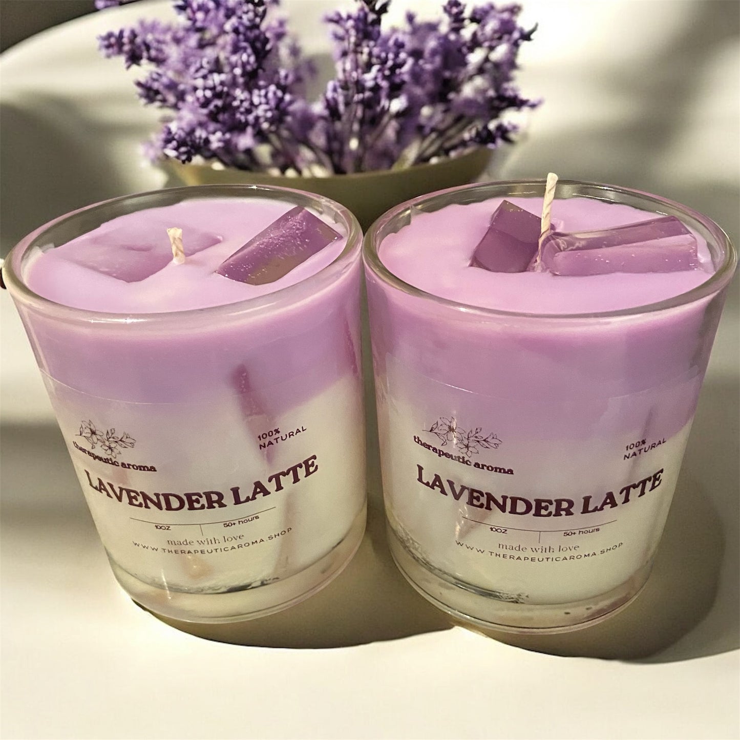 Lavender Latte Coffee-Scented Candle | Relaxing Lavender & Energizing Espresso Blend | 100% Natural & Hand-Poured